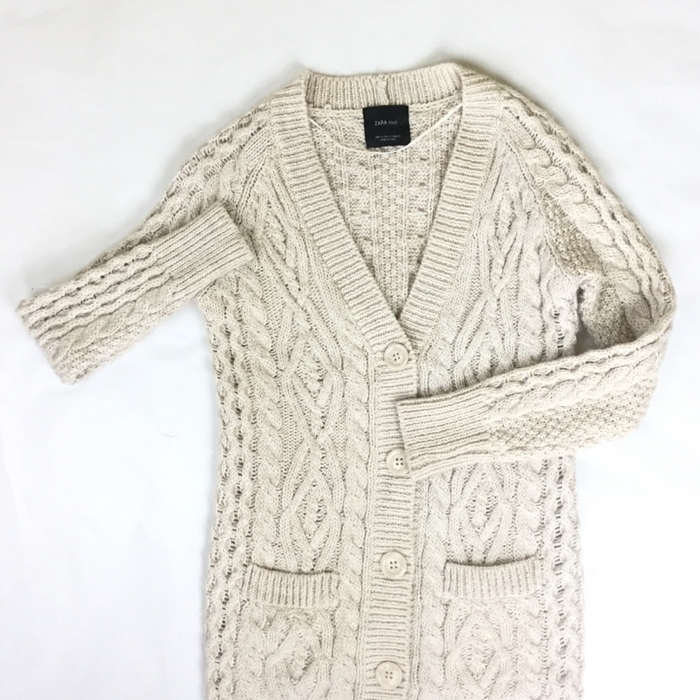 Zara Chunky Cable Knit Cardigan Size S - Picture 6 of 7
